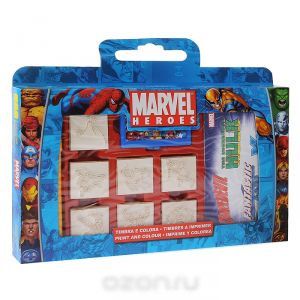 Набор штампов 'Супергерои', с фломастерами, 12 предметов