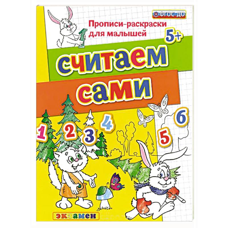 Прописи 5+ ФГОС дошкольного образования. Гаврина с.е. "речь". Гаврина с.е. "письмо". Раскраска считать пример.