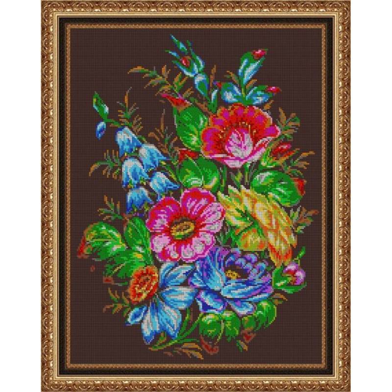 «Светлица» рисунок на ткани для вышивания бисером К-528П «Жостовская композиция» 38x48 см «Светлица» рисунок на ткани для вышивания бисером К-528П «Жостовская композиция» 38x48 см