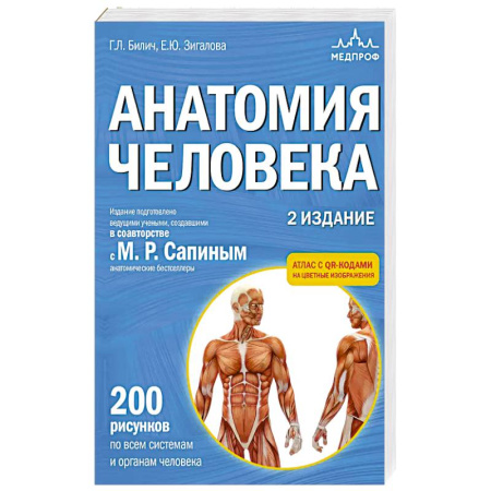 Медицинские энциклопедии и справочники, книга Анатомия человека. 2 издание. Атлас с qr-кодами на цветные изображения