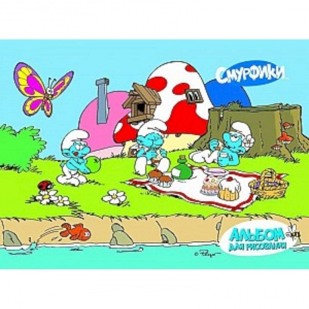 Книги, книга Альбом для рисования 'Смурфики' с раскраской