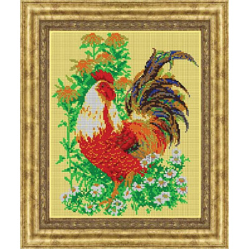 «Светлица» набор для вышивания бисером №500П «Петушок в ромашках» бисер Чехия 24x30 см
