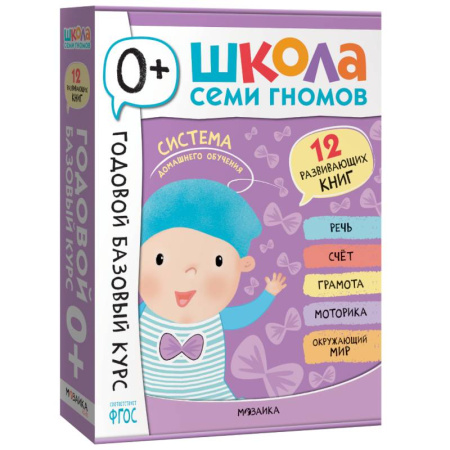Книги для самых маленьких (0-3 года), книга Годовой базовый курс.0+ (комплект 12 кн.+развив.материалы в коробе)