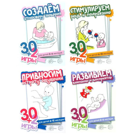 Книги для самых маленьких (0-3 года), книга Первый год жизни (игры для детей от рождения до года) (комплект из 4 наборов карточек)